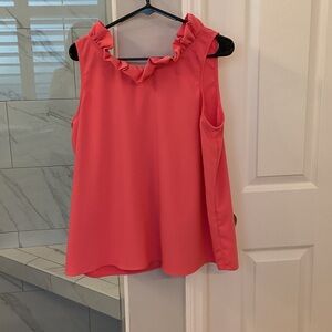 Crown & Ivy Coral Ruffled Blouse